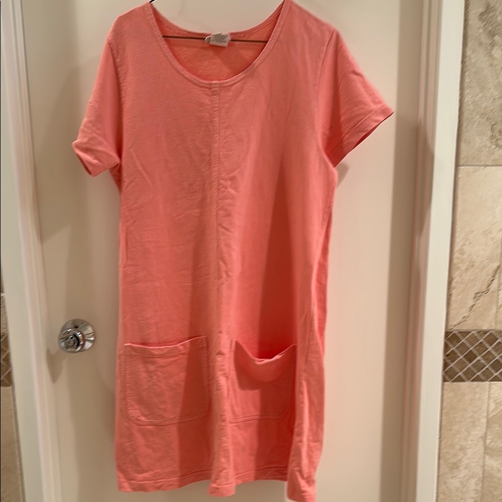 Hot Cotton Coral Short Sleeve Dress